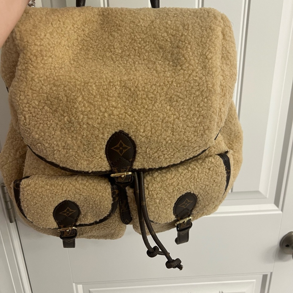 Cozy Shearling Backpack with Leather Details